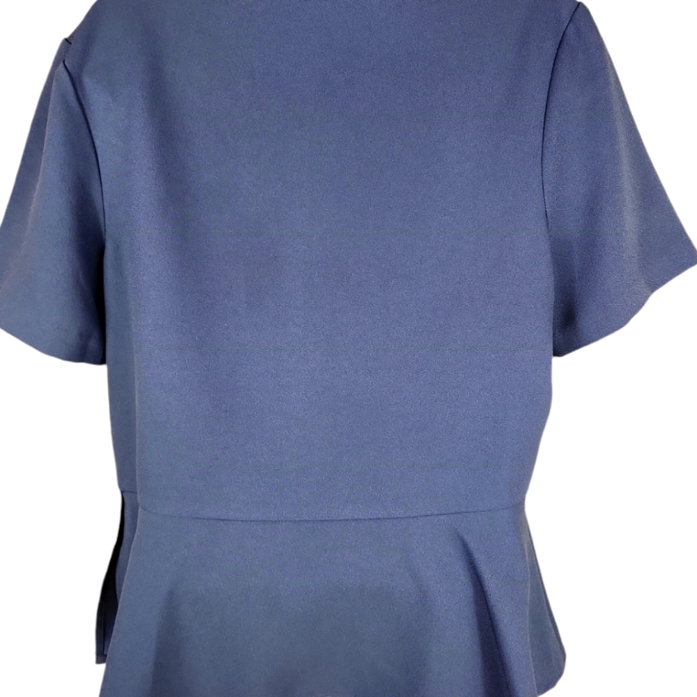 Banana Republican, Women's blue tunic top with Peplum, short sleeves, Sz M. - Picture 2 of 7